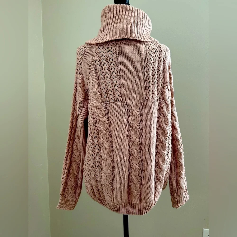 Adora Pink Cowl Neck Knit Oversized Sweater S